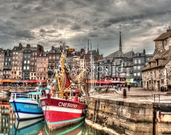 Honfleur Harbor, Normandy France, French Travel Photography, 8x10, 11x14, 16x24, Holiday Gift, Home Decor