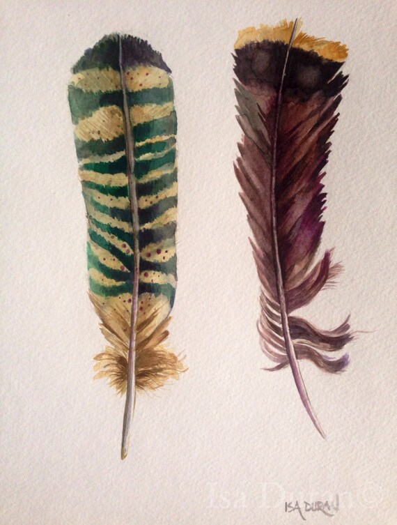 Wild Turkey Feathers, Turkey feather watercolor painting, Home decor ...