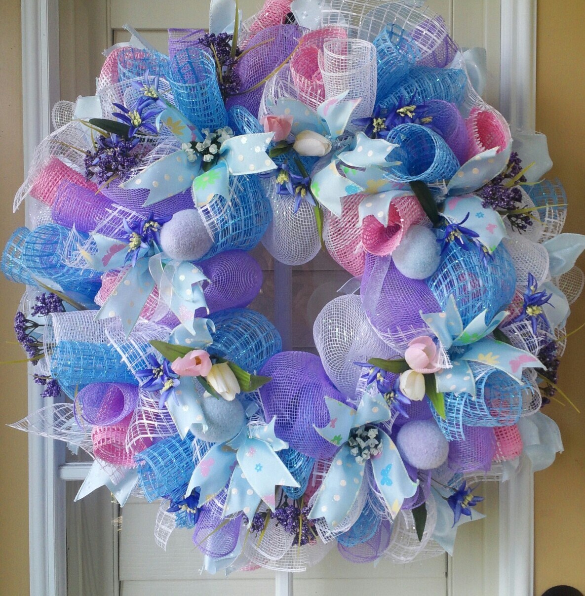 EASTER WREATH/ Pastel Deco Mesh/ Spring by OfftheWallKreations