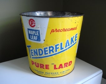 Vintage Tenderflake Pure Lard Metal Bucket 20lb