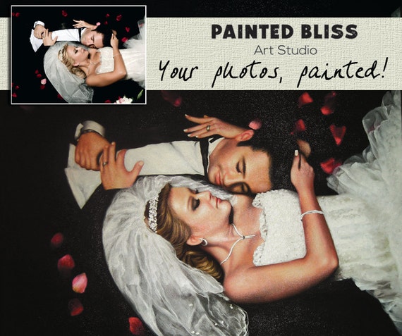 Custom Oil Portrait  16x16 - Wedding/Couple -  Hand Painted Oil Portrait from your Photo on Canvas