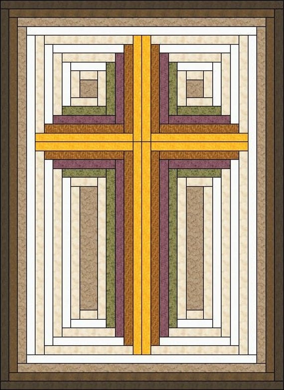 Download Log Cabin built Christian Cross multiple sizes by QuiltPatterns