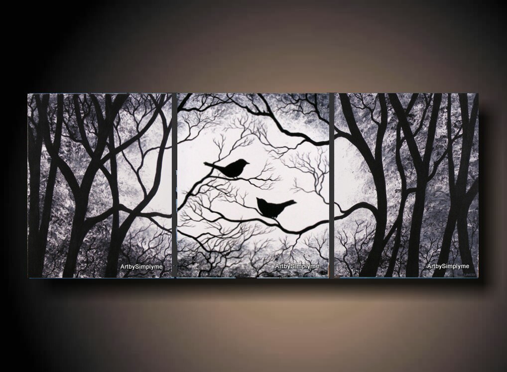 3 Piece set Wall Art Birds on Tree Three 16 x