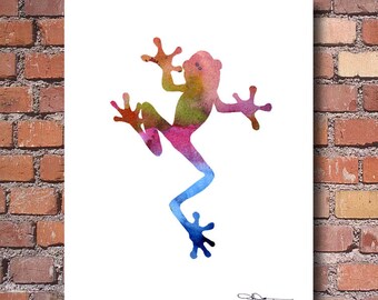 Tree Frog Art Print - Abstract Watercolor Painting - Wall Decor