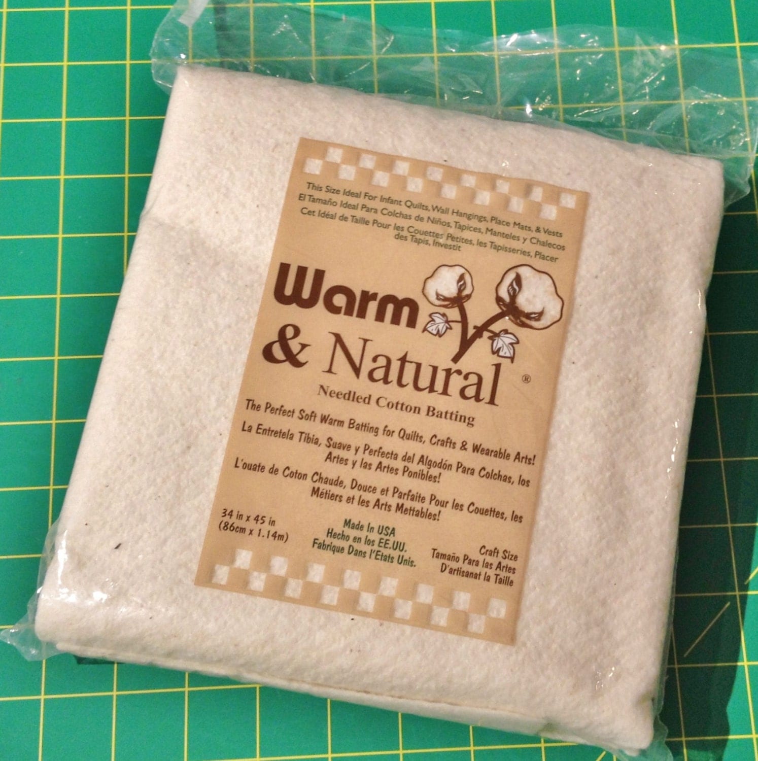 Warm Natural Needled Cotton Batting Craft Size 34 X