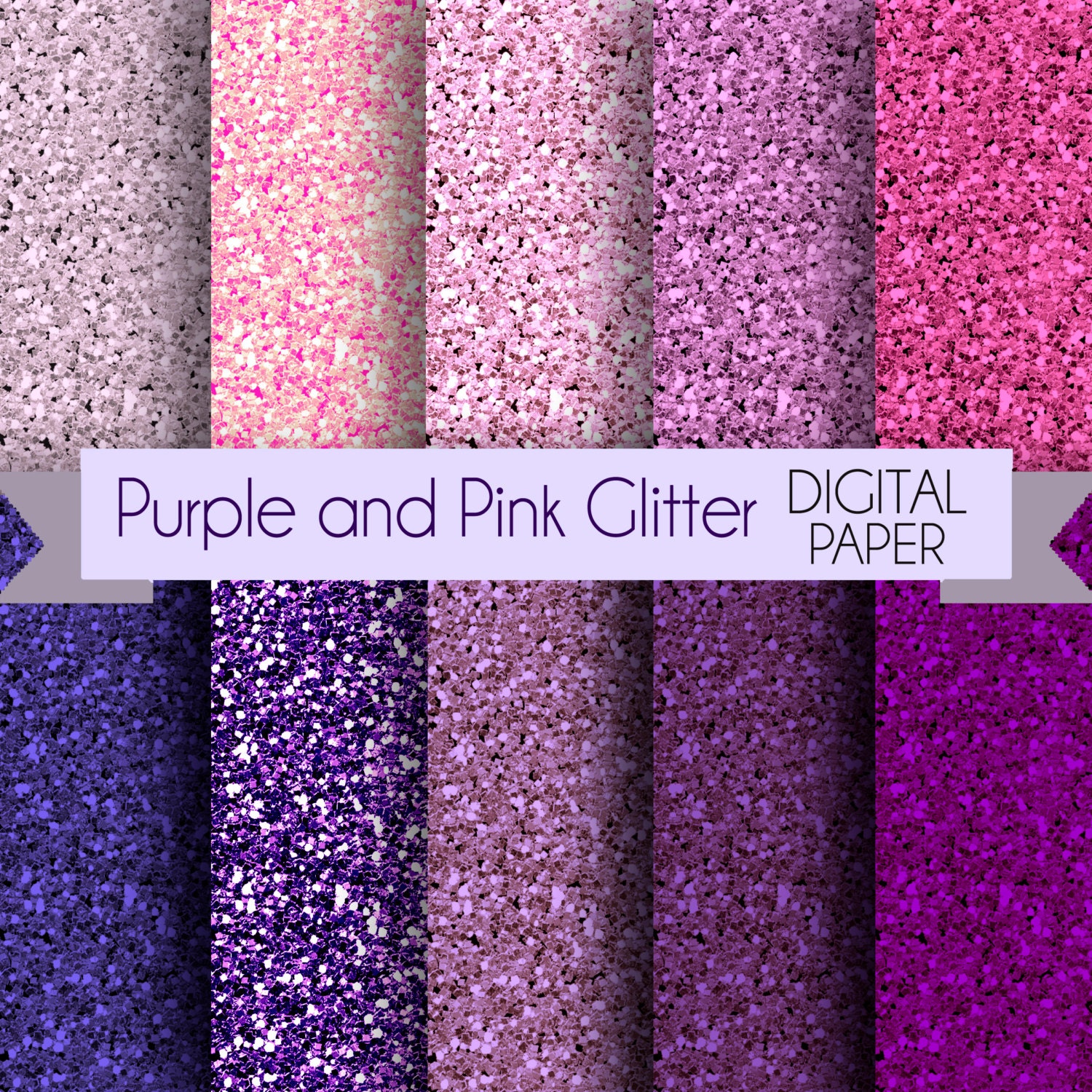 Download Purple and Pink Glitter DIgital Paper Pack / Instant download