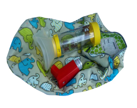 Items Similar To Asthma Spacer And Inhaler Travel Bag Elephants On Etsy