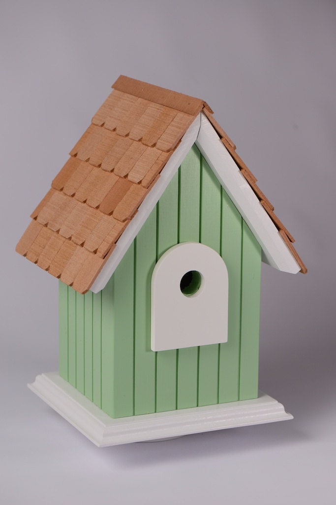 Hand craftedsolid wood birdhouse with cedar roof shingles