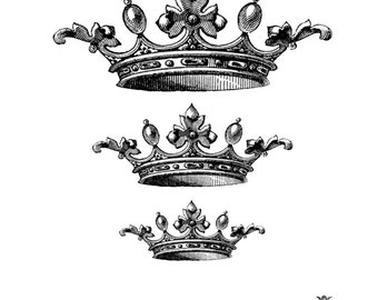 Three Vintage crowns Wickedly Lovely skin art temporary tattoo