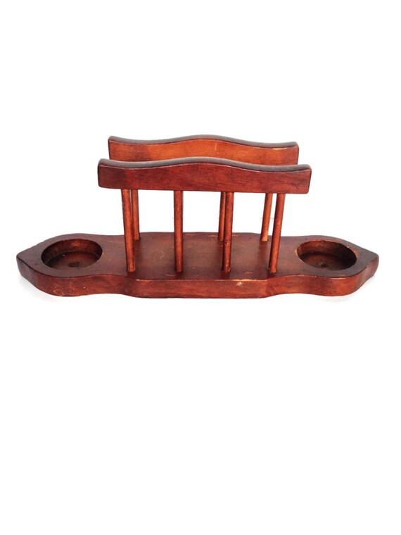 vintage wooden napkin caddy salt and pepper by BellBottomVintage