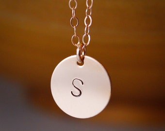 Rose Gold Initial Necklace - Tiny Rose Gold Letter, UPPERCASE Initial, Personalized Necklace, Rose Gold Filled, A-Z Personalized Jewelry