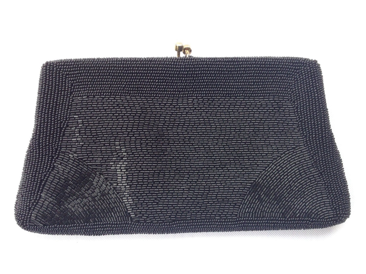 Vintage La Regale Black Beaded Clutch Evening Bag by SixpenceBride