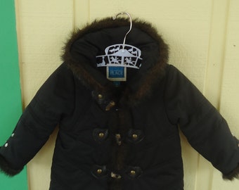 Faux Fur Collared Warm Winter Coat Size 12 Months