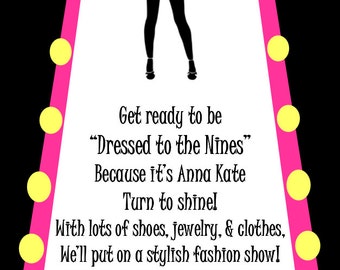 Fashion Show Birthday Party Invitat ion Black and Hot Pink ...