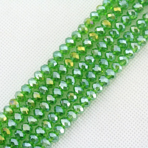 100 Pieces6mm Sparkle Green Crystal BeadsGreen by EllenDIYBeads