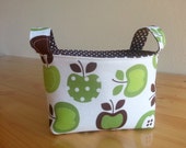 Small Fabric Storage Bin Basket ~ Metro Market Apples with Brown Dot