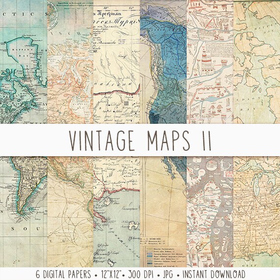 Antique Maps Digital Paper Vintage Maps Digital Paper