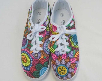 Tropical flower Shoes hand painted shoes handpainted