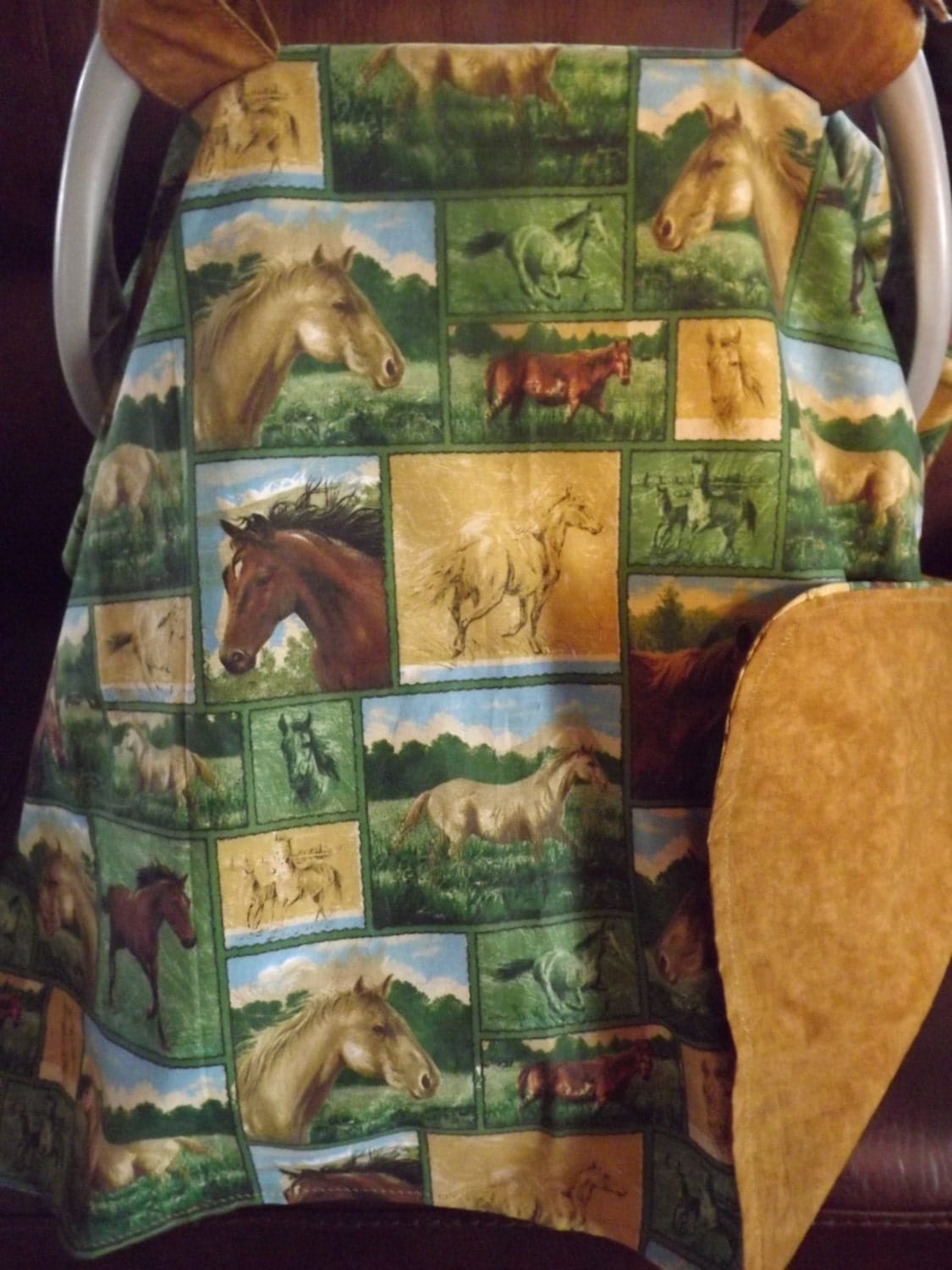 Western Horse Infant Car Seat Cover Canopy Western Horse Infant Car Seat Cover Canopy