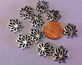 10 Lotus Flower connector charms beads