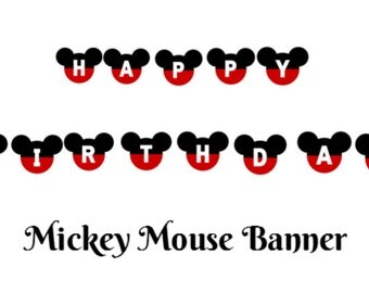 Mickey Mouse Banner Happy Birthday, Mickey Mouse Bunting, Instant ...