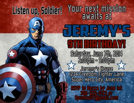 Captain America Invitations 4