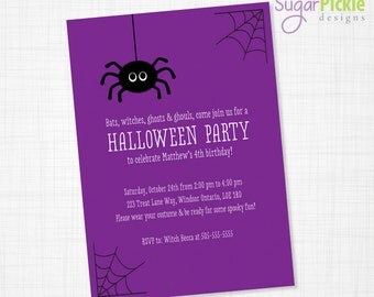 Halloween Birthday Invitation, Halloween Birthday Invites, Halloween Party Invitation, Kids Birthday Party Invitations