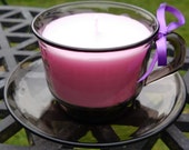 Funky retro vintage French Arcoroc teacup candle - lavender scented!