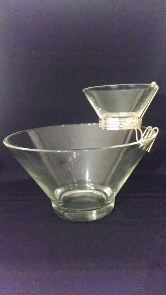 Vintage Anchor Hocking Sparkling Crystal Chip 'n Dip Set