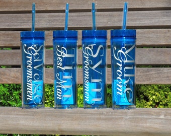 Groomsmen tumblers, wedding party tumblers, bridesmaid tumbler, groomsmen cups, acrylic cups, skinny tumblers, personalized cup, favors