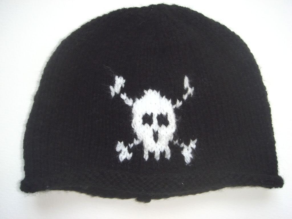 Baby Goth Hat Hand Knitted Skull Crossbone Emo by FunkyKnitsUK