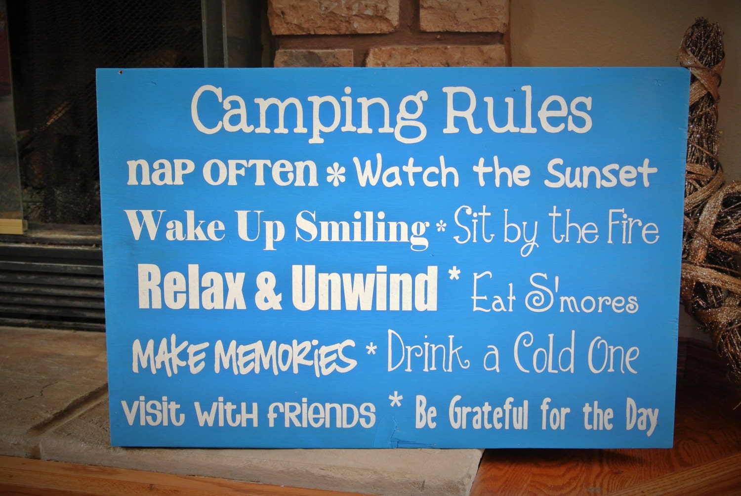 Camping Rules Wood Sign Camper Decorations