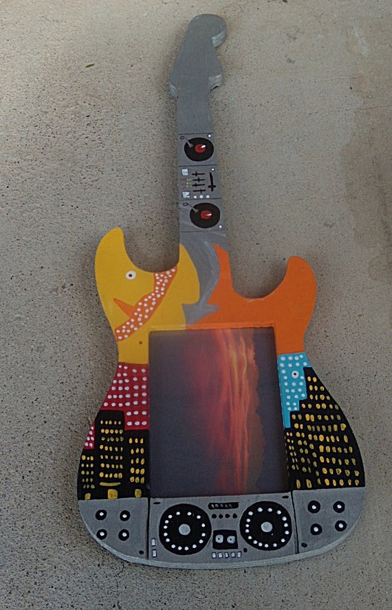 20 Wooden Guitar Shaped Picture Frame With by OceansArtOfEscape