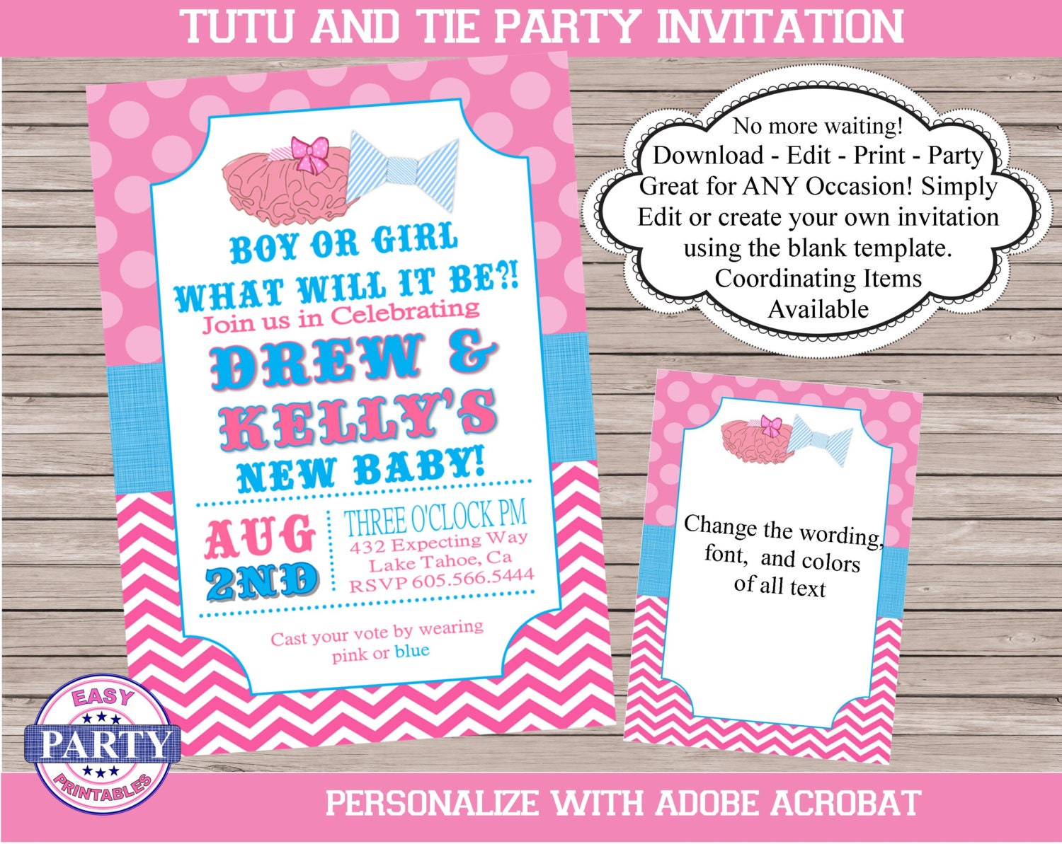 Tutu And Tie Party Invitations 5