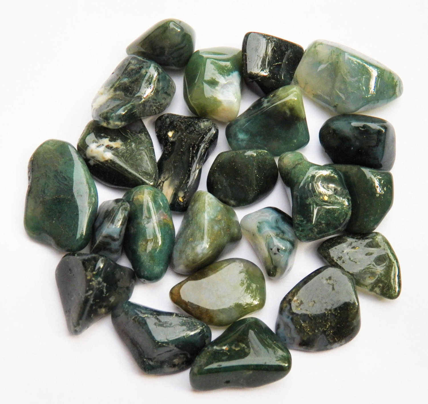1 One MOSS AGATE Tumbled Crystal Healing Stone 1.0 to