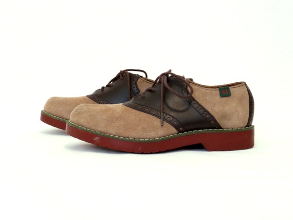 Two Tone Brogues Tan Saddle Shoes Oxford Shoes Brown Suede