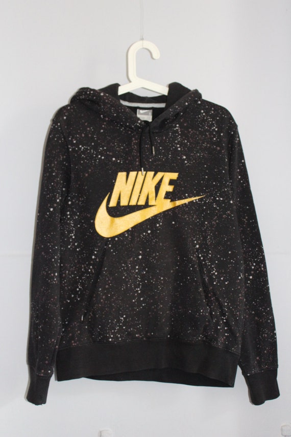 Original Nike hoodie // splatter/splash paint // black // gold