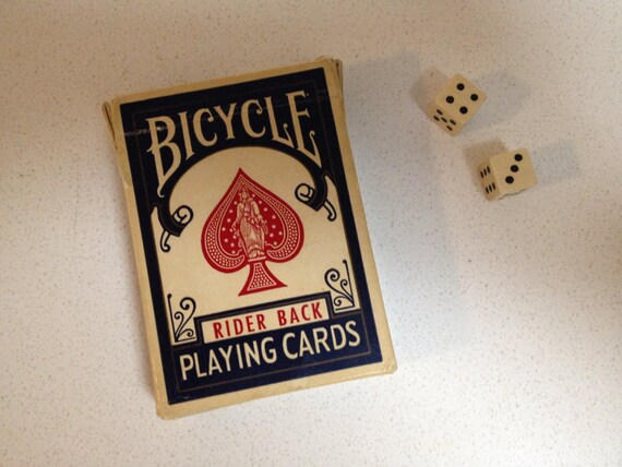 Vintage Deck of Bicycle Playing Cards and Pair of Wooden Dice