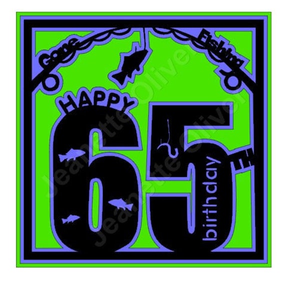 Download Items similar to 65th Birthday Topper with a fishing theme ...