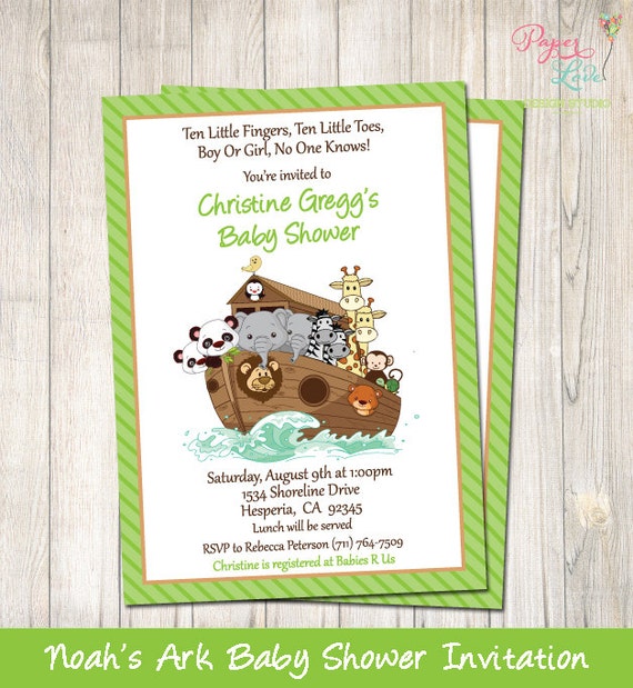 Noah39;s Ark Baby Shower Invitation  Printable