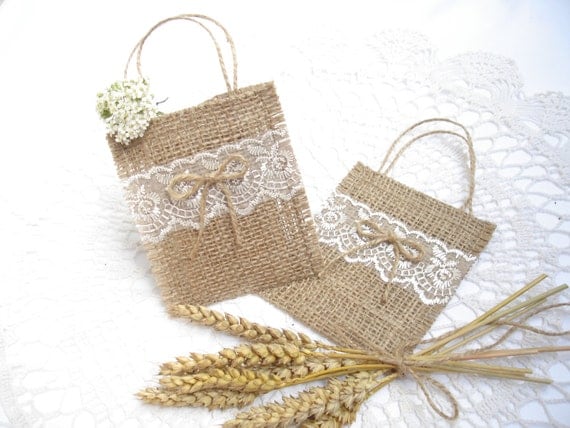 Set of 70-Wedding favor bags with ivory lace Wedding gift