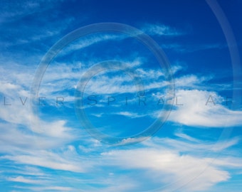 Blue Clouds & Sky Photography Background Instant Download Printable Digital Scrapbook Paper Royalty Free Stock Texture Overlay Photoshop