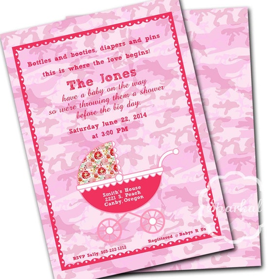 Items similar to Pink Camo BABY SHOWER Printable ...