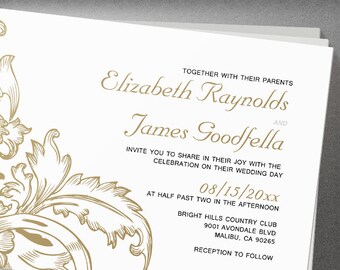 Brown Flourish Wedding invites