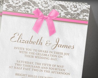 Brown Country Lace Wedding invites