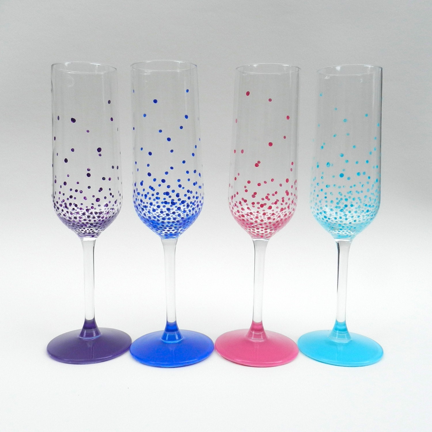 Popular Colors Set of 4 Champagne Flutes