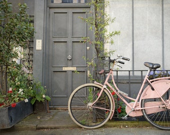Bicycle Photography, Pink, Bicycle, Fine Art Photo, Travel Photography, London House, Wall Art, Home Decor, girls room, Matted Print