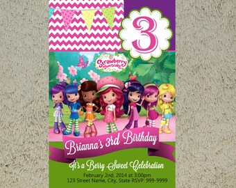 Printable Strawberry Shortcake Birthday Invitation Strawberry Shortcake Invitation Strawberry Shortcake Invite