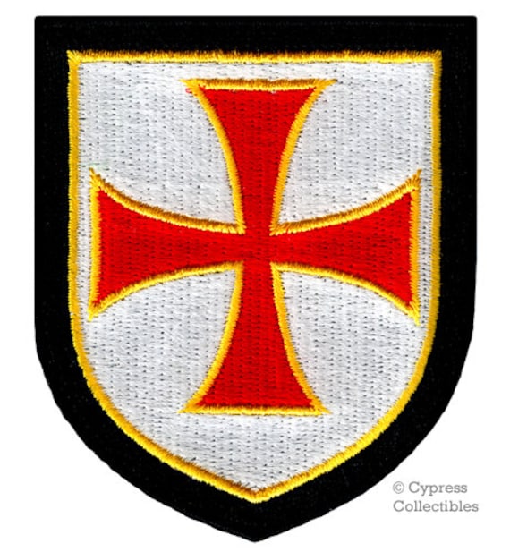 Knights Templar Shield Patch Iron-on Embroidered Red Crusades