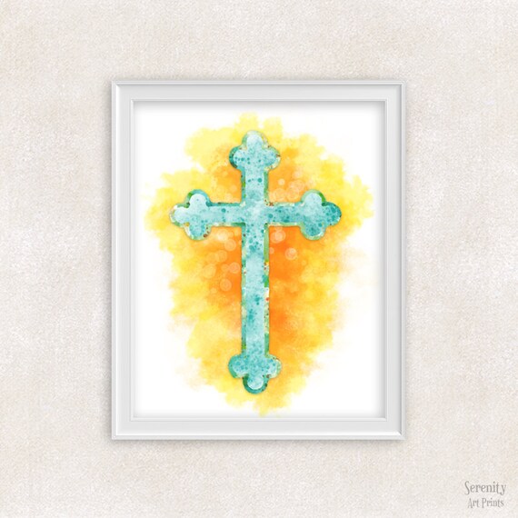 Modern Christian Art - Cross Watercolor Print - Christian Art Print ...